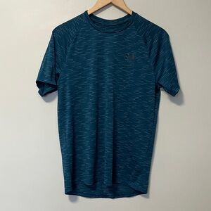 Under Armour Men's Blue Teal Dry Athletic Tech Tee Shirt